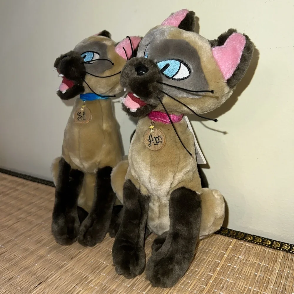 Disney Siamese Cats Si And Am Bean Bag Plush Set Lady & the Tramp Vintage 10